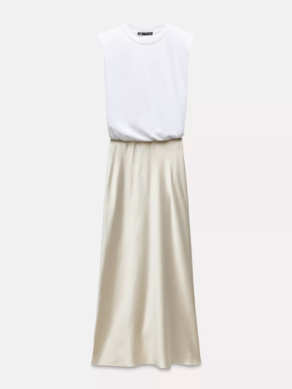 Zara Contrasting Satin Effect Midi Dress